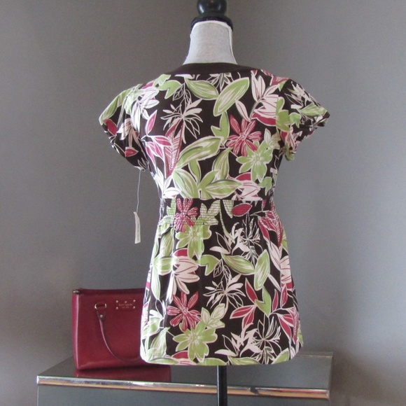 NEW Style & Co. Petite Brown Pink Floral Tunic MP - Picture 3 of 5